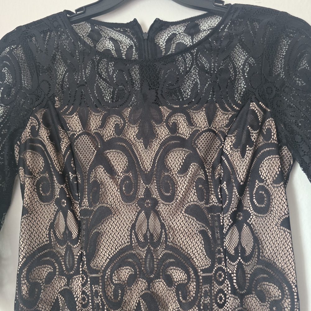ADRIANNA PAPELL Black Sheath Cocktail Dress with 3/4 Sleeves Used Size 8P - Picture 11 of 11